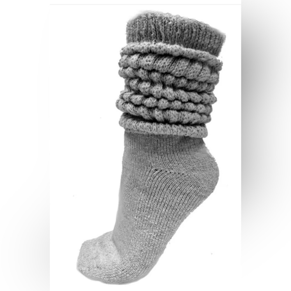 1/$10 or 2/$17 or 3/$25 NEW Gray Thick Slouch Cotton Knee High Scrunch Socks